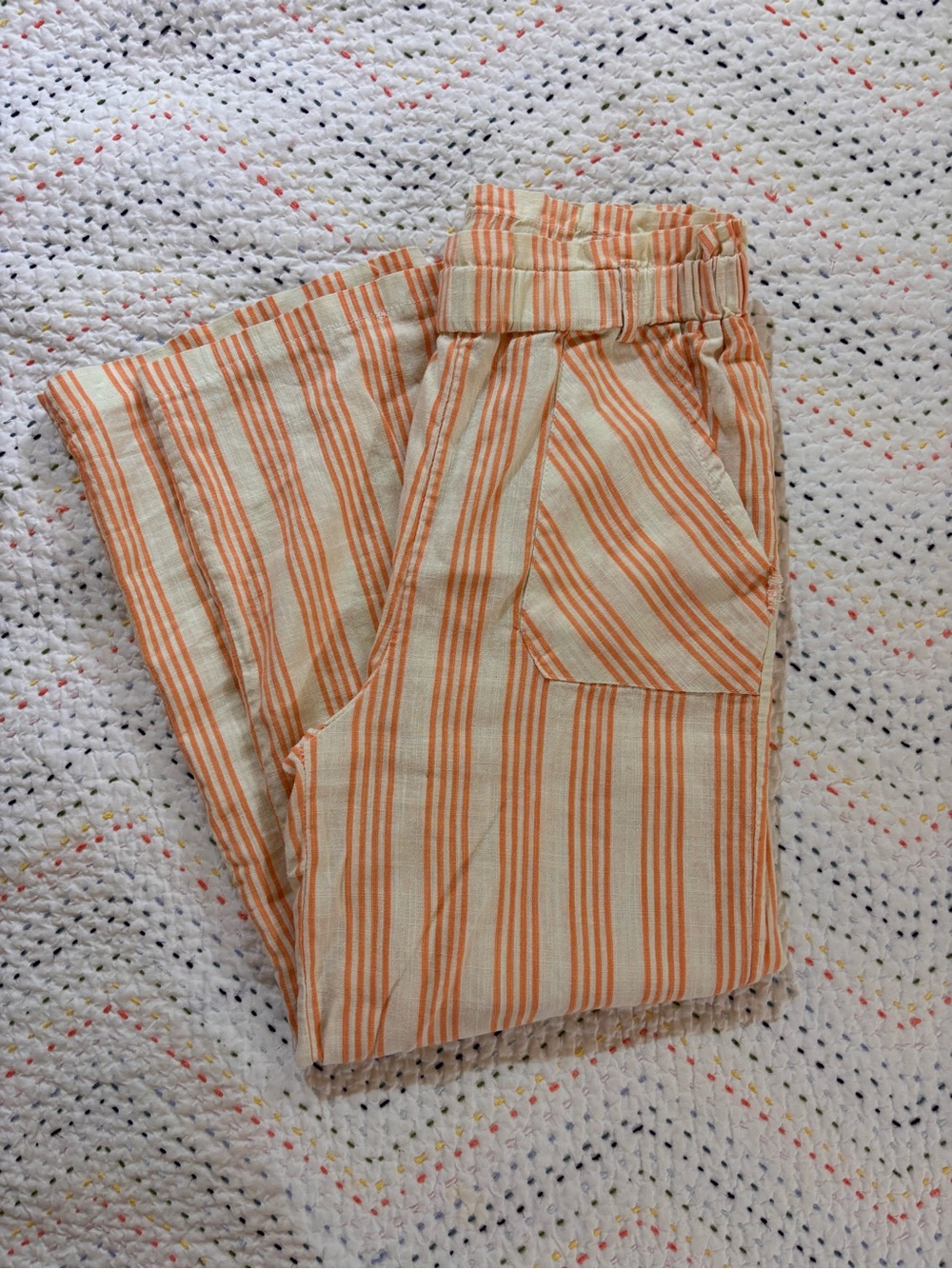 Jessica Simpson Cream and Orange Striped Casual Pants